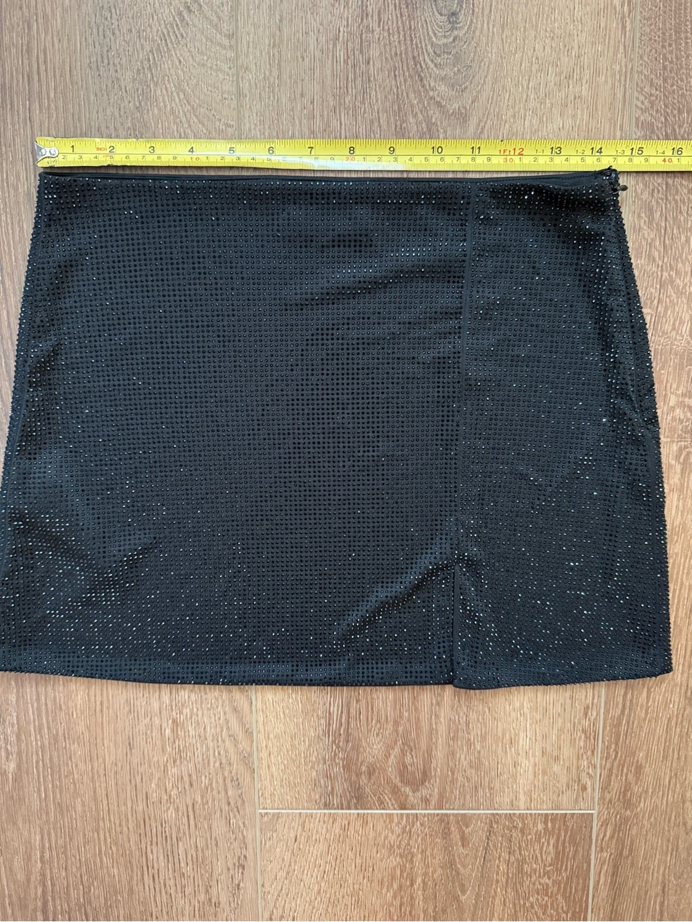 Black mini rhinestone skirt by Mango size S